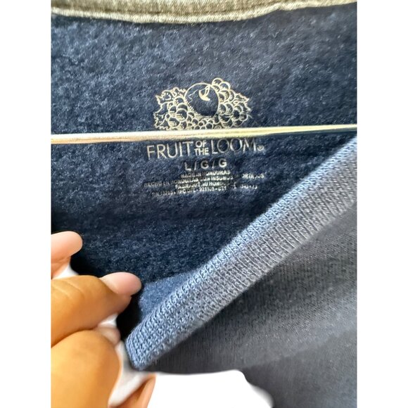 Fruit Of The Loom Navy Blue Crewneck Sweatshirt L Cotton Blend Pullover Unisex C - Picture 6 of 6